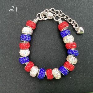 Rhinestone Bead Charm Bracelet